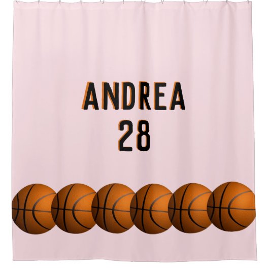 Rideaux De Douche Filles Basketball Nom et numéro (Devant)