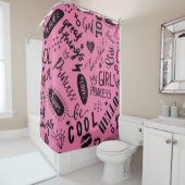 Rideaux De Douche Filles Calligraphic : Motif de mode sans couture (En situation)