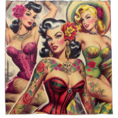 Rideaux De Douche Filles encrées rétro (Devant)