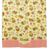 Rideaux De Douche Filles mignonne Bumble Bee Printemps Floral Patter (Devant)