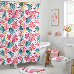 Rideaux De Douche Filles roses flamant tropical