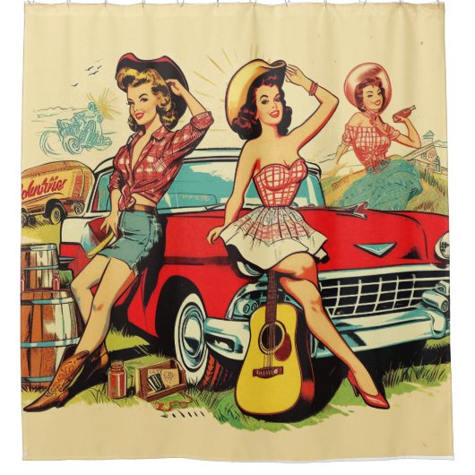 Rideaux De Douche Filles vintages (Devant)