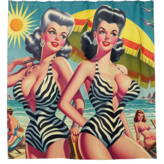 Rideaux De Douche Filles Zebra vintages (Devant)