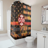 Rideaux De Douche Firefighter Cross and Flames (En situation)