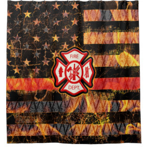 Rideaux De Douche Firefighter Cross and Flames
