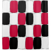 Rideaux De Douche Fisheye noir, blanc et rouge (Devant)