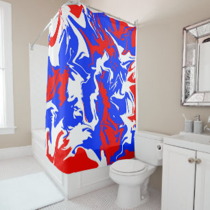 Rideaux De Douche Flacons de rouge, blanc et bleu