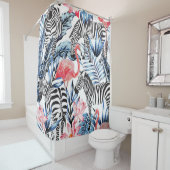 Rideaux De Douche Flair tropical : Flamant rose Zebra Paradise (En situation)