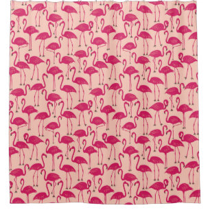 Rideaux De Douche Flamant Capricieux Salle de Bain Tropicale Rose