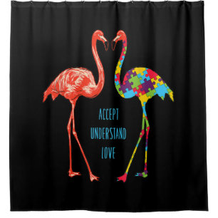 Rideaux De Douche Flamant rose  Accepter Comprendre l'amour Flamant 