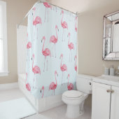 Rideaux De Douche Flamant rose aquarelle, pastel arrière - plan sans (En situation)