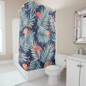 Rideaux De Douche Flamant rose Aquarelle : Pink Tropical Elegance. (En situation)