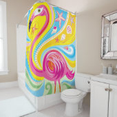 Rideaux De Douche Flamant rose avec étoile de mer (En situation)