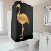 Rideaux De Douche Flamant rose chic de feuille d'or (En situation)