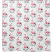 Rideaux De Douche Flamant rose et fleurs (Devant)