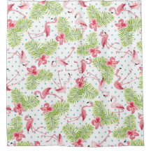 Flamant rose et palmiers