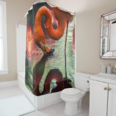RIDEAUX DE DOUCHE FLAMANT ROSE ROSE (En situation)