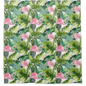 Rideaux De Douche Flamant rose rose Feuille Jungle (Devant)