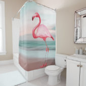 Rideaux De Douche Flamant rose rose Illustration Tropical Beach Suns (En situation)