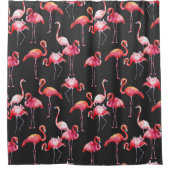 Rideaux De Douche Flamant rose rose : Motif d'aquarelle tropicale. (Devant)