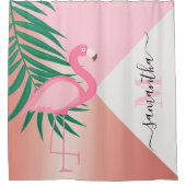 Rideaux De Douche Flamant rose rose tropical (Devant)