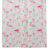 Rideaux De Douche Flamant rose Sur Les Pois (Devant)