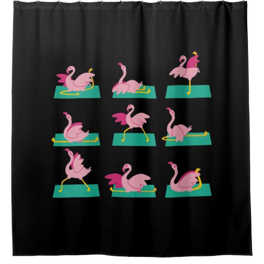 Rideaux De Douche Flamant rose Yoga Poses Méditation Exercice d'entr (Devant)