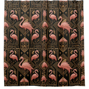 Rideaux De Douche Flamants roses Art Déco rétro