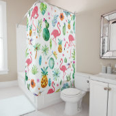 Rideaux De Douche Flamants roses Cactus & ananas Motif sans couture (En situation)