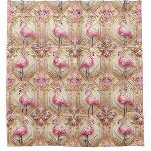 Rideaux De Douche Flamants roses rétro Art déco