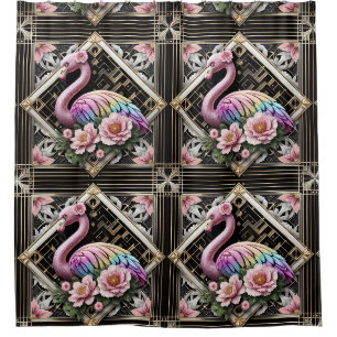 Rideaux De Douche Flamants roses rétro Art déco