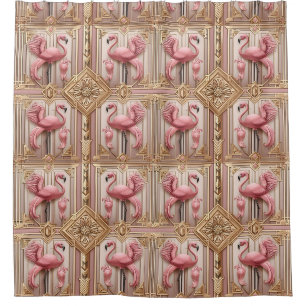 Rideaux De Douche Flamants roses rétro Art déco