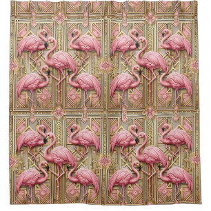 Rideaux De Douche Flamants roses rétro Art Déco