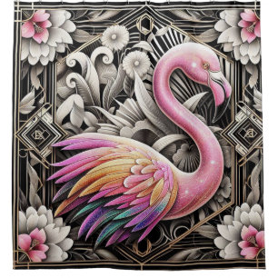 Rideaux De Douche Flamants roses rétro Art Déco