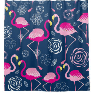 Rideaux De Douche Flamants roses roses : Graphic Dark Motif