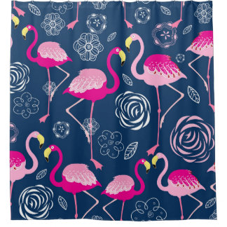 Rideaux De Douche Flamants roses roses : Graphic Dark Motif