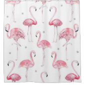 Rideaux De Douche Flamants roses roses Gris Pois Chic Tropical (Devant)