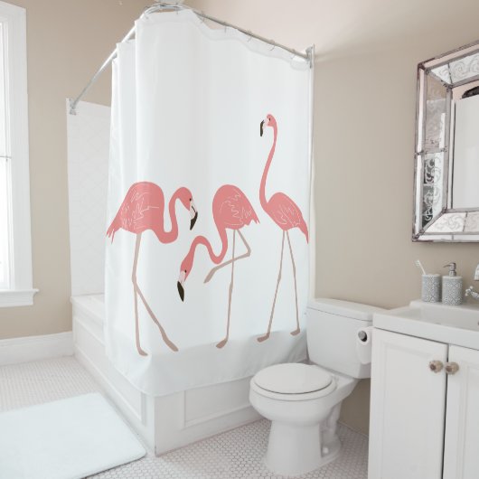 Rideaux De Douche Flamants roses roses Oiseaux tropicaux (En situation)