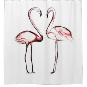 Rideaux De Douche Flamants roses roses Pêche Flamant rose Tropical