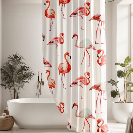 Rideaux De Douche Flamants roses roses tropicaux