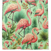 Rideaux De Douche Flamants roses roses vintages (Devant)