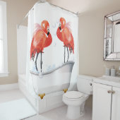 Rideaux De Douche Flamants roses stupides dans la baignoire (En situation)