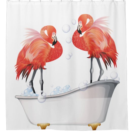 Rideaux De Douche Flamants roses stupides dans la baignoire (Devant)