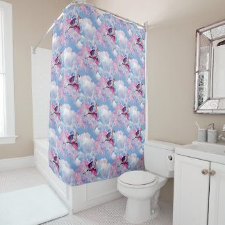 Rideaux De Douche Flamants roses volant Whimsical Retro Motif
