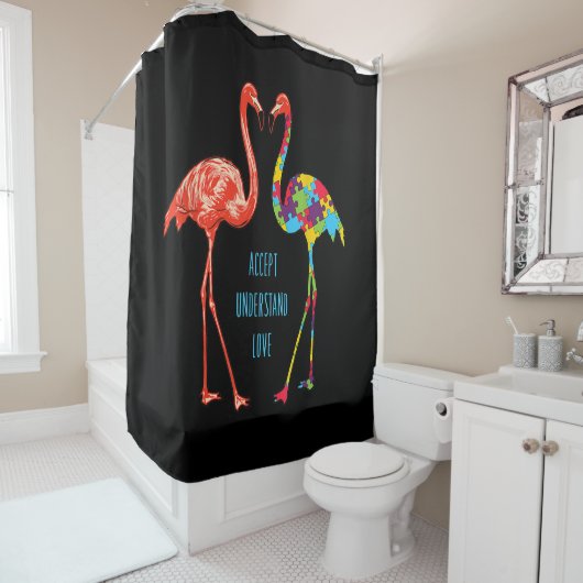 Rideaux De Douche Flamingo | Accept Understand Love Autism Flamingo (En situation)