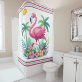 Rideaux De Douche Flamingo rose tropicale/Floride (En situation)