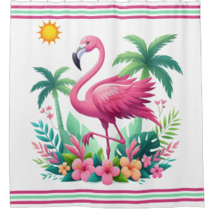 Rideaux De Douche Flamingo rose tropicale/Floride