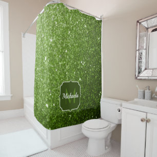 Rideaux De Douche Flamme de parties scintillant vert clair pétille M