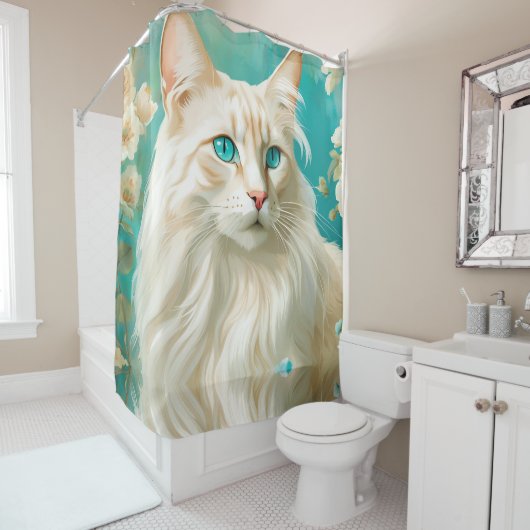 Rideaux De Douche flamme Lynx Point Siamese Portrait Art (En situation)