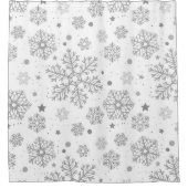 Rideaux De Douche Flammes de neige en argent sur blanc (Devant)